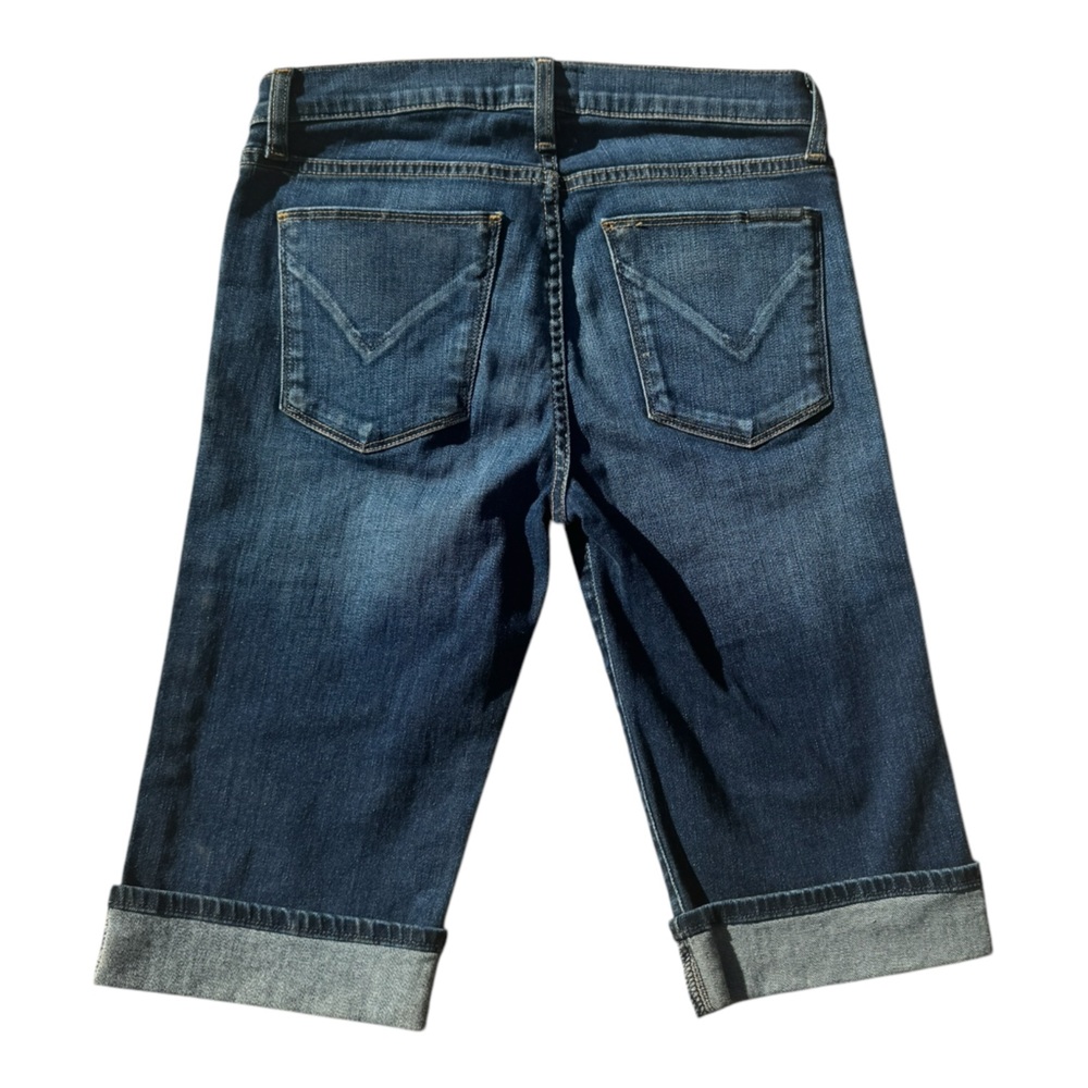🩳 Hudson Amelia Rolled Cuffed Knee Mid-Rise Indigo Denim Bermuda Shorts Sz 26 - Picture 2 of 15